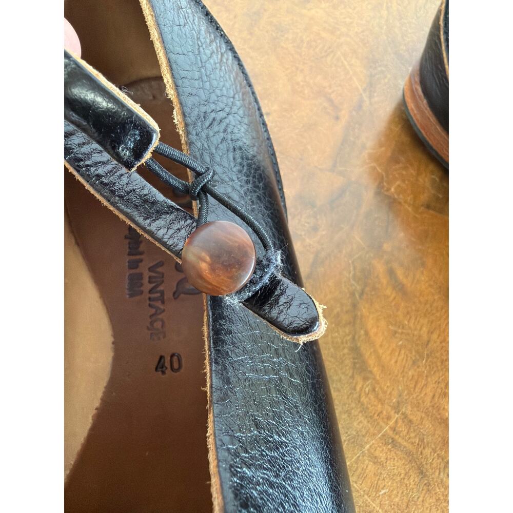 Cydwoq Vintage Black Leather Ankle Strap Asymmetric Pointed Toe Shoes US 10 - Picture 6 of 10